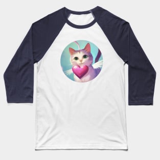 Happy Heart Cat in the Sky Baseball T-Shirt